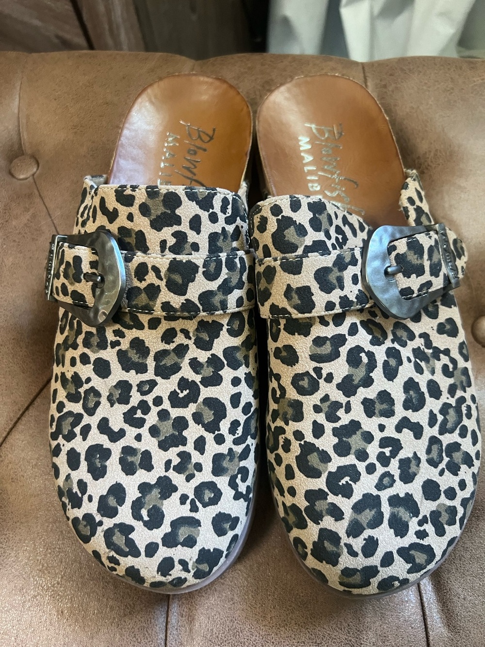 Blowfish Malibu Sienna Leopard Print Slides Sandals - Size 9.5